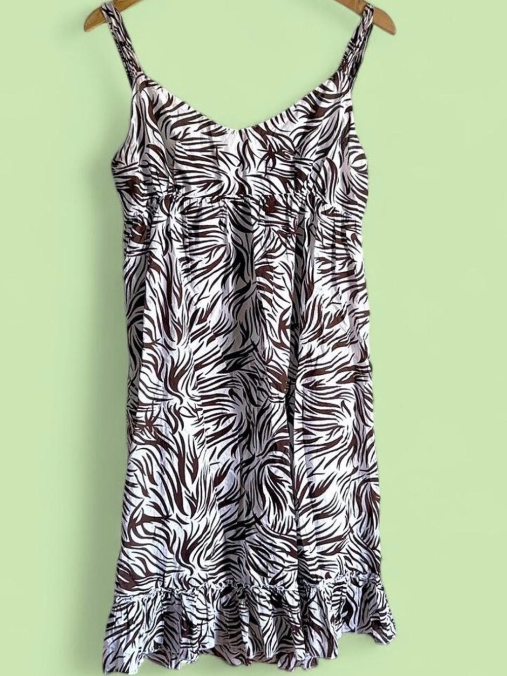 Y2K RAVIYA Brown & White 100% Cotton Mini Dress